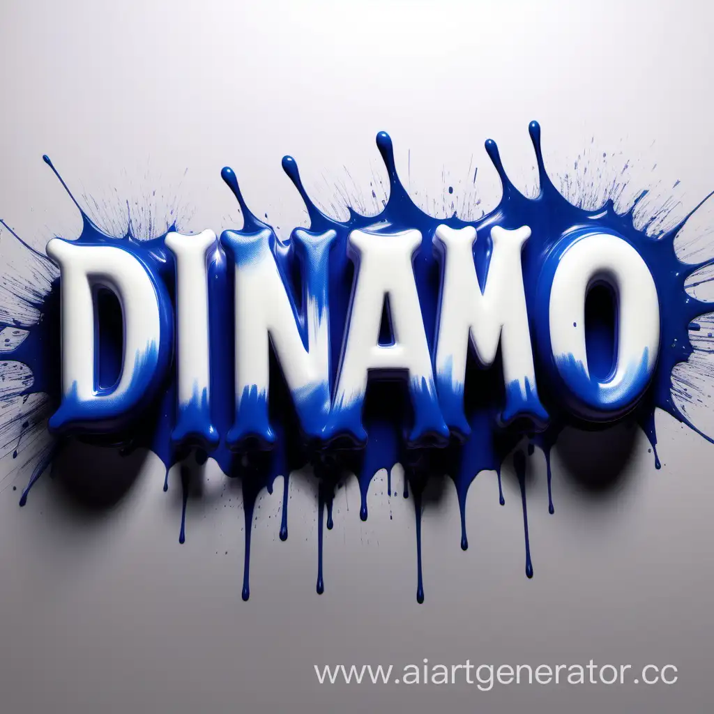Нарисуй слово Dinamo с размытыми краями слова,используй световые эфекты для ощущения скорости и добавь разбрызгивающей краски
