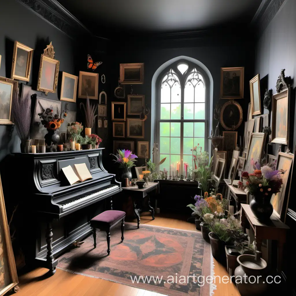 Gothic-Victorian-Room-with-Girl-Drawing-in-Rococo-Style