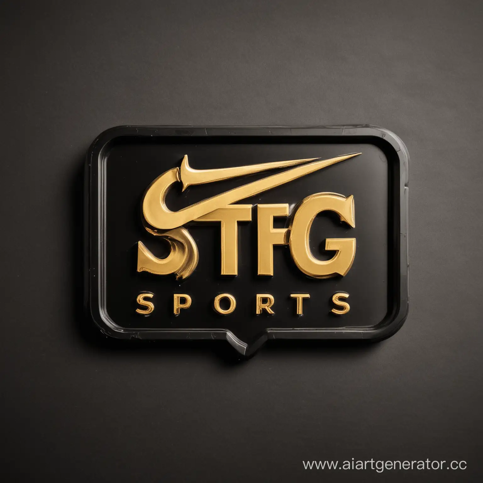 The logo of the STEG sports company in black and gold, looks like NIke and a gas station