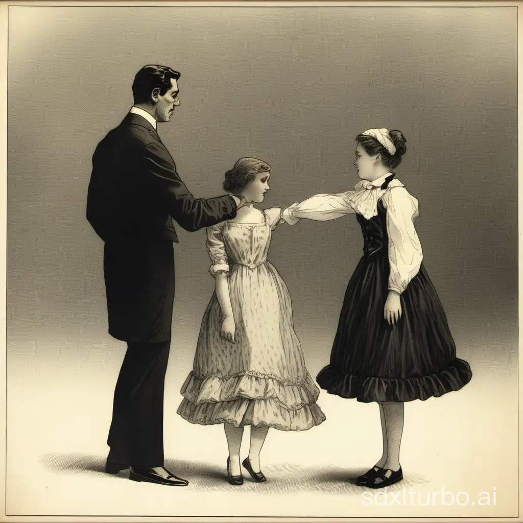 Man and Girl Performing Elegant Curtsies in Traditional Dress | SDXL ...