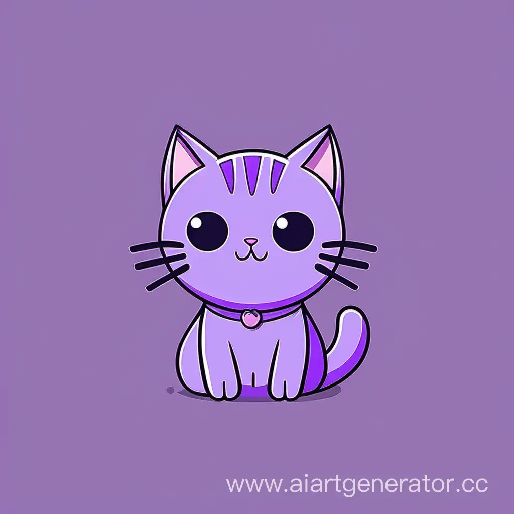 Cute-Minimalistic-Purple-Cat-Illustration