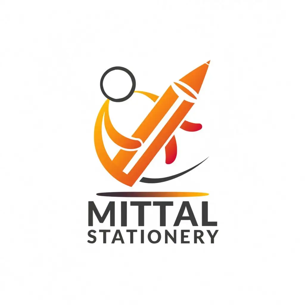 a logo design,with the text "Mittal Stationery", main symbol:Pen or a pencil or a student with it because it is related to a stationery shop,Moderate,be used in Retail industry,clear background