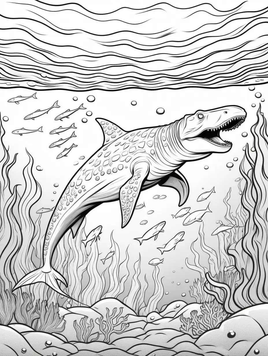 Cartoon Kronosaurus Underwater Coloring Page for Kids