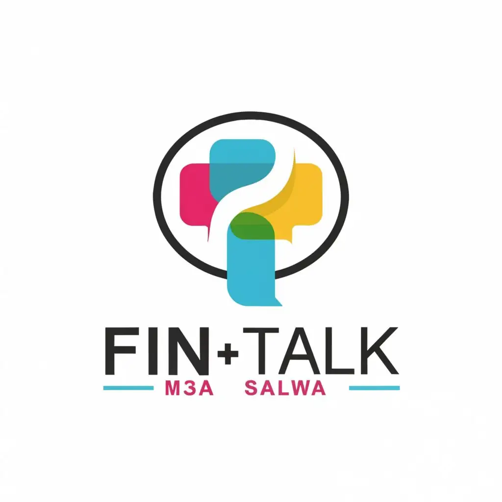 logo, talk dialogue icons discusuion advice brand self money finance moderne simple lyrics messages slogan content creation, with the text "FinTalk m3a Salwa", typography, be used in Finance industry