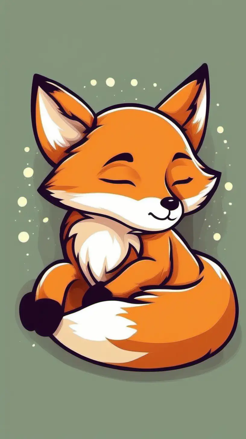 Adorable Cartoon Baby Fox Sleeping