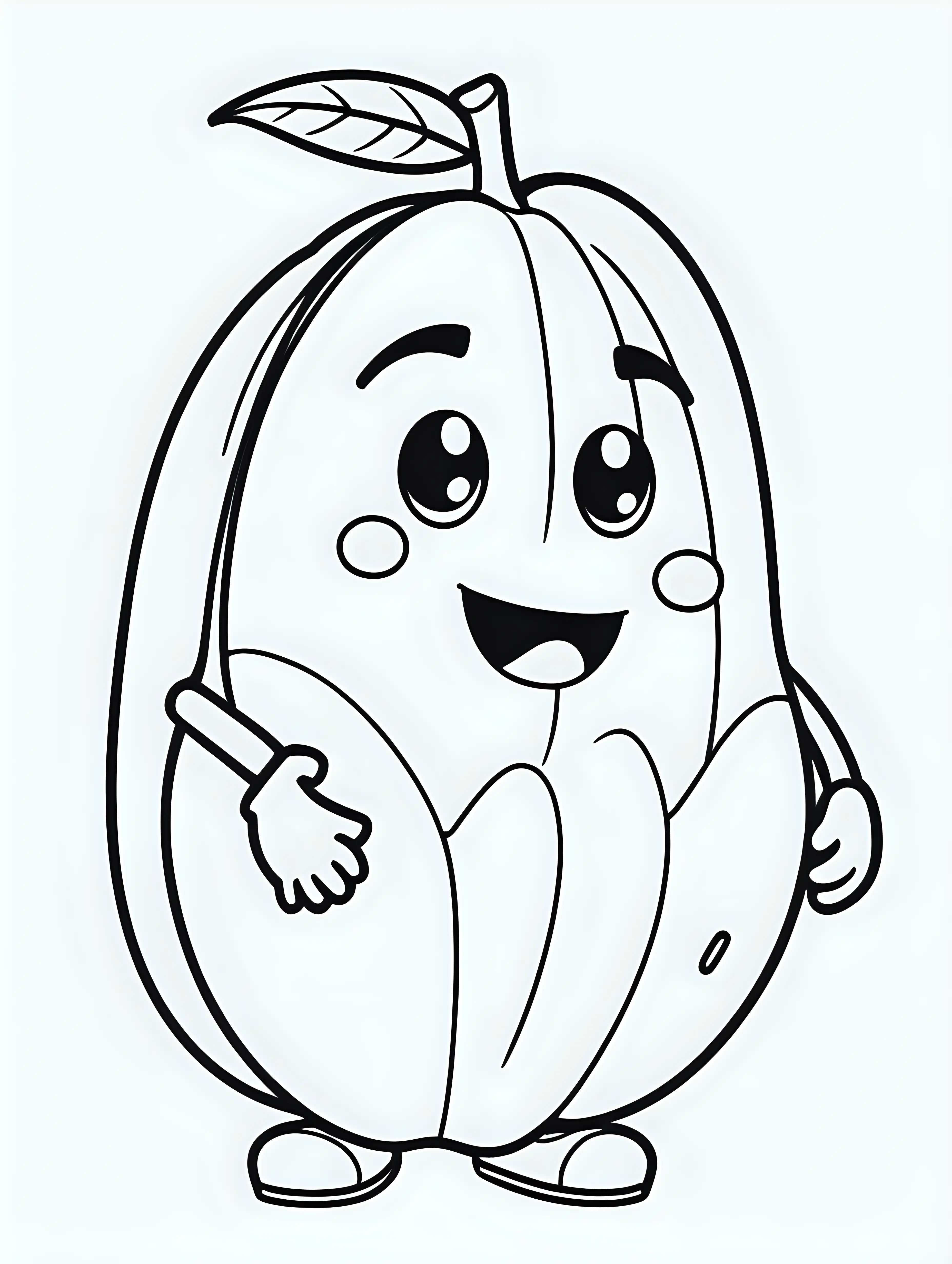Adorable Cartoon Drawing Playful Mango Emojis on Clean White Background