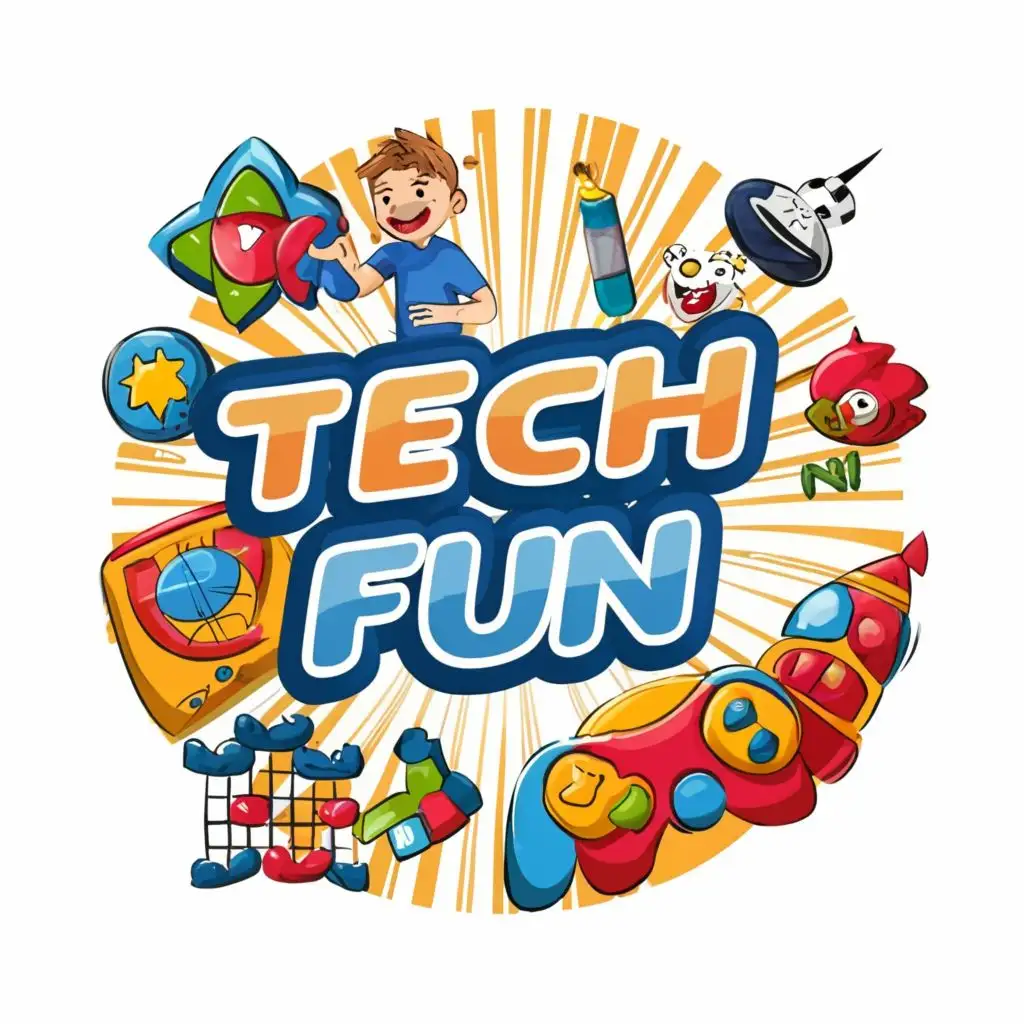 logo, game kids enjoy entertainment, with the text "tech fun", typography, be used in Entertainment industry