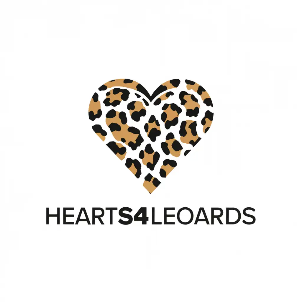 a logo design,with the text "hearts4leopards", main symbol:heart and leopard print,Minimalistic,clear background