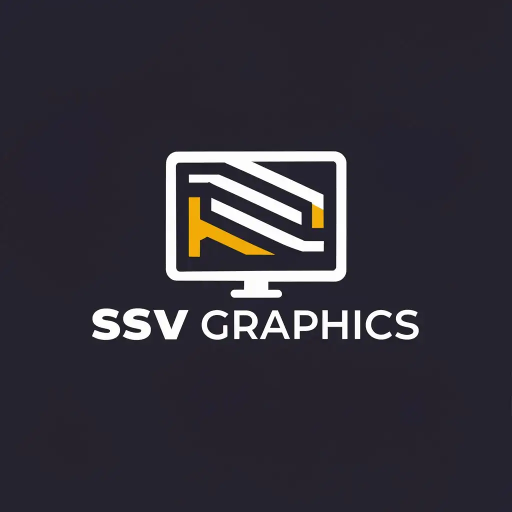 a logo design,with the text "SSV Graphics", main symbol:Computer,Minimalistic,clear background