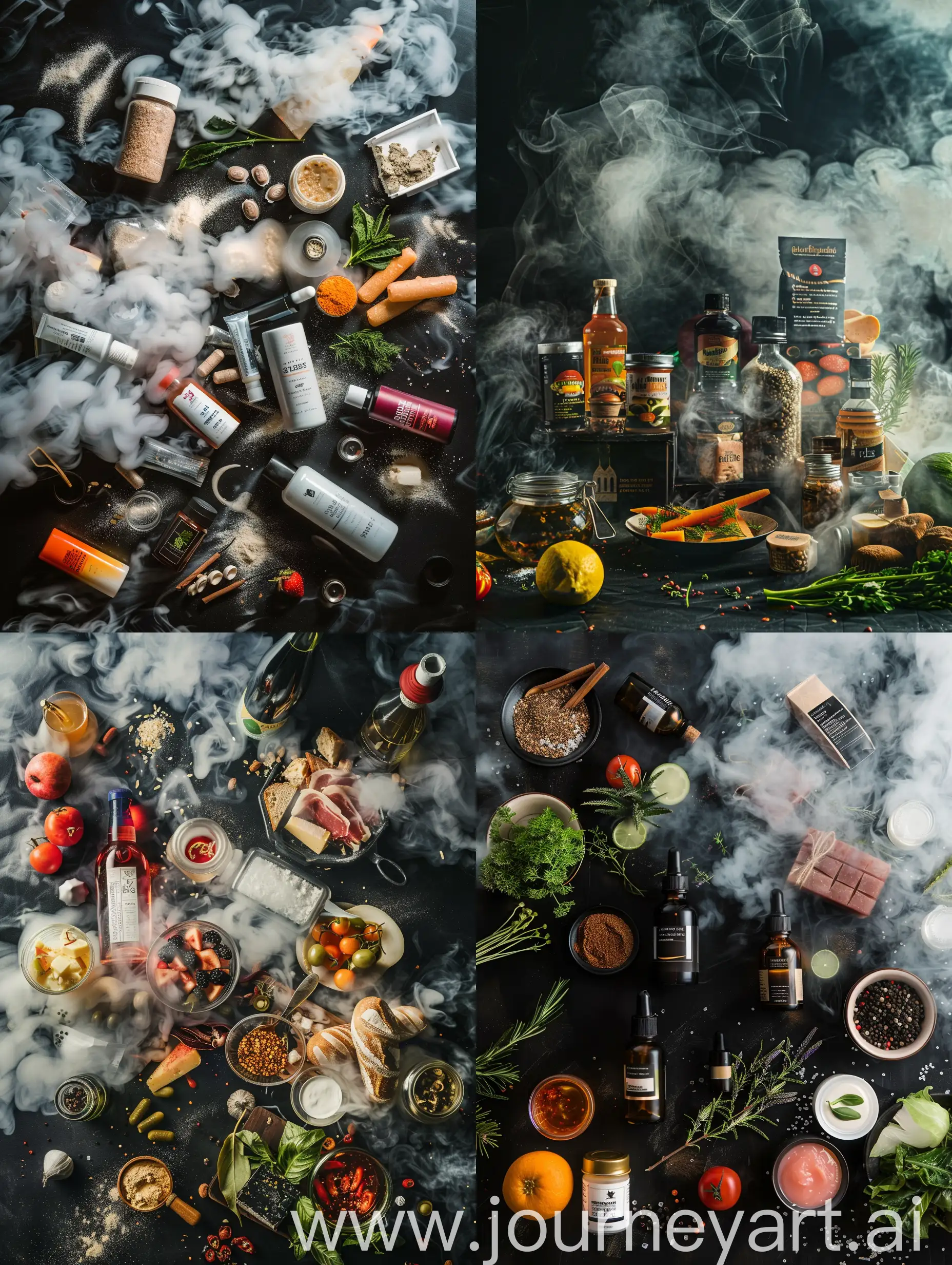 Captivating-Chaos-Aesthetic-Food-Photography-with-Smoke-on-Black-Background