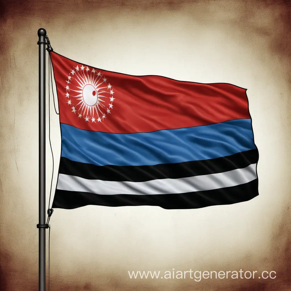 Red-Blue-and-White-Flag-with-Black-Sapsan-Center