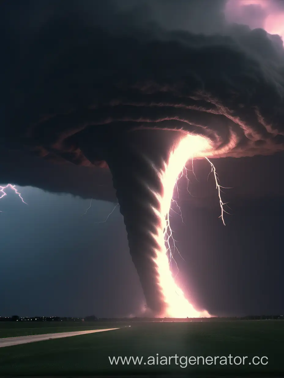 An amazingly large and powerful tornado. Powerful (8k high quality) Lightning