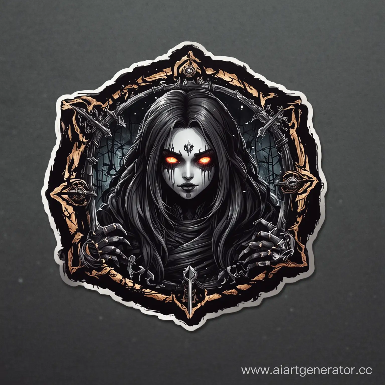 sticker for a social network about dark fantasy