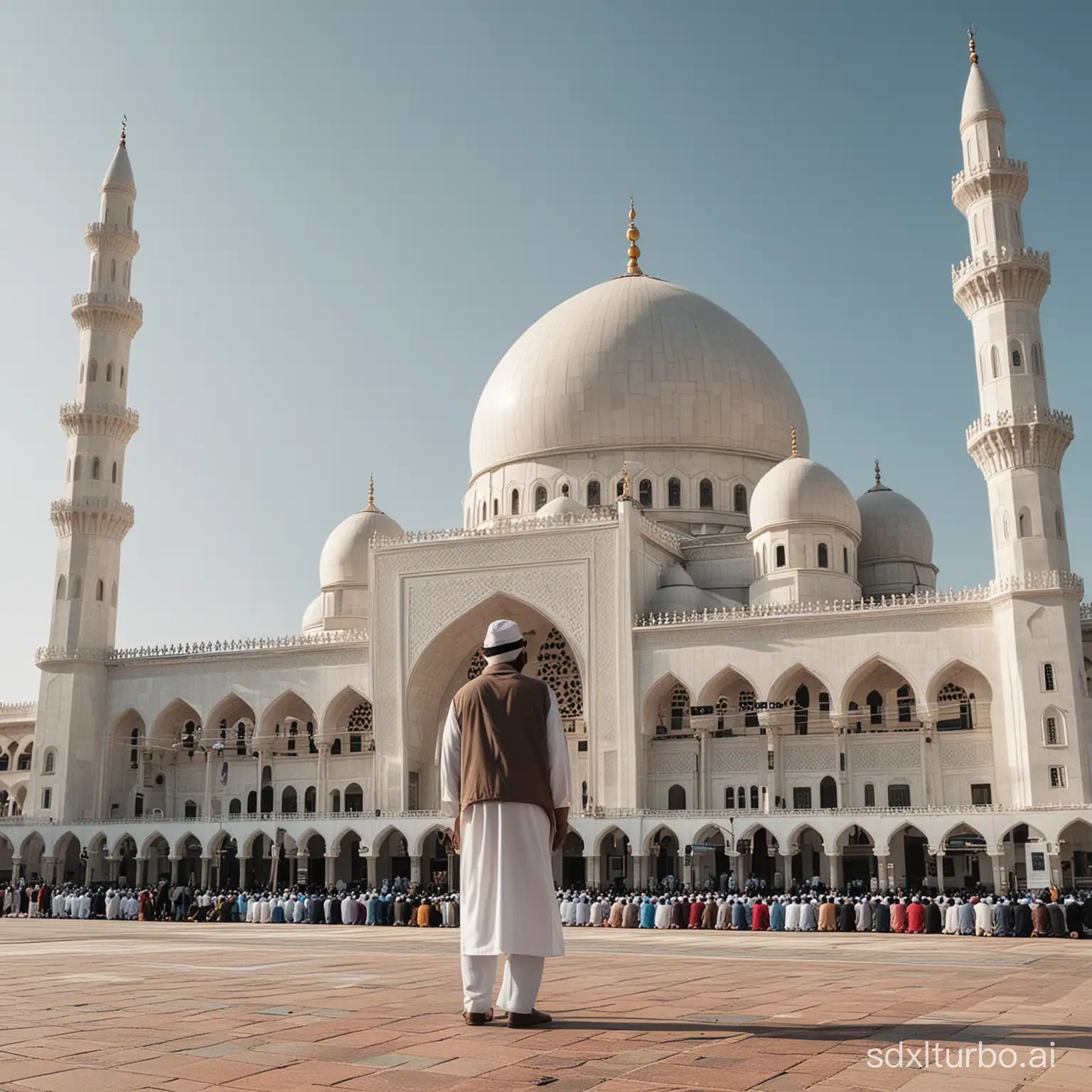 A Muslim infront of masjid