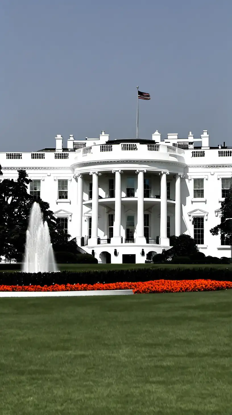 Iconic White House Illuminated at Night with Patriotic Colors