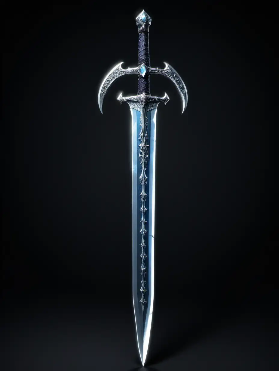 A medieval greatsword with a crystal blade and a draconic hilt.