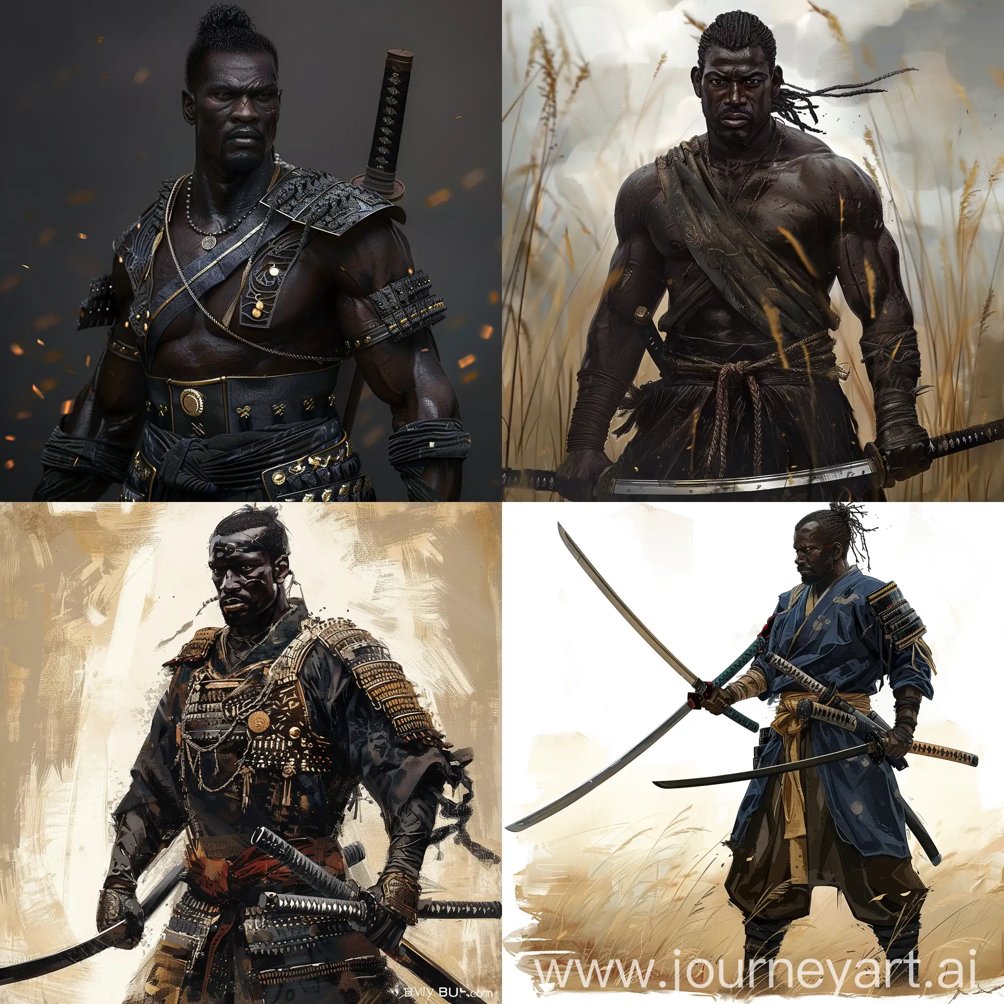 Strong, African, samurai