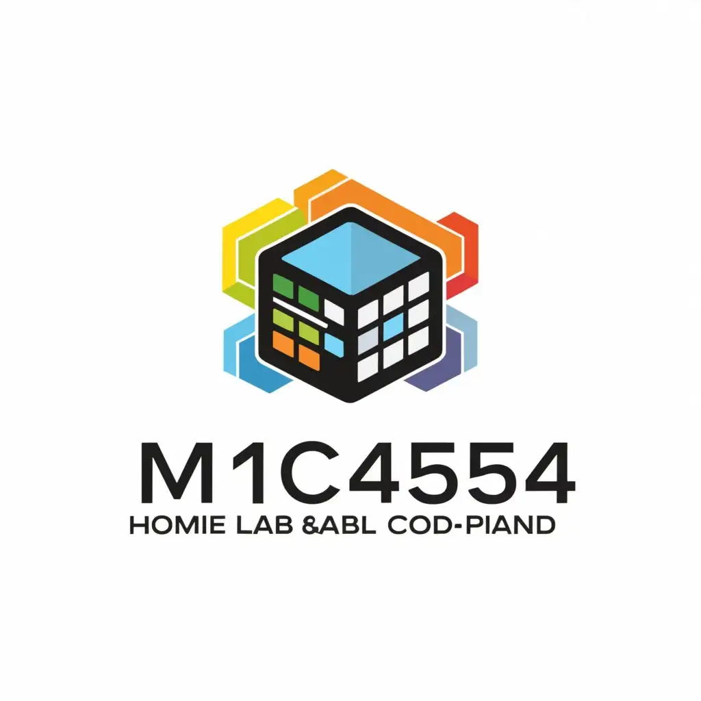 a logo design,with the text 'M1C454 OS', main symbol:Home Lab Private Cloud Podman Docker Container virtualization,Moderate,be used in Technology industry,clear dark background