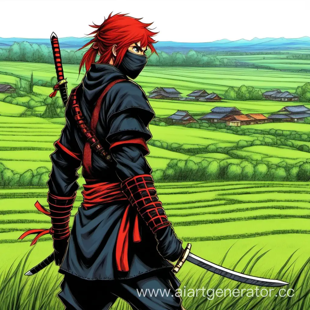 RedHaired-Ninja-Amidst-Vast-Fields