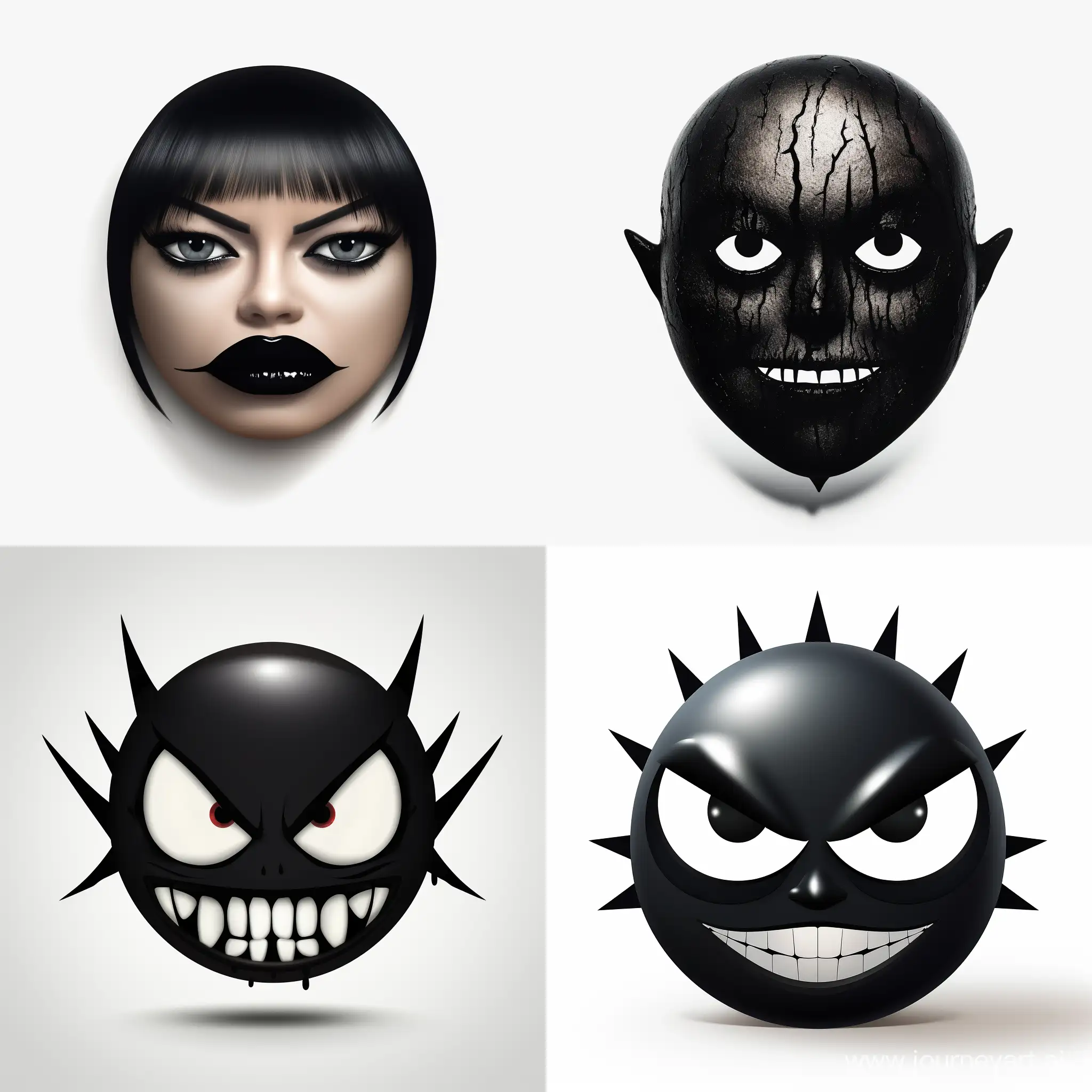 angry emoji with black metal makeup on the white background