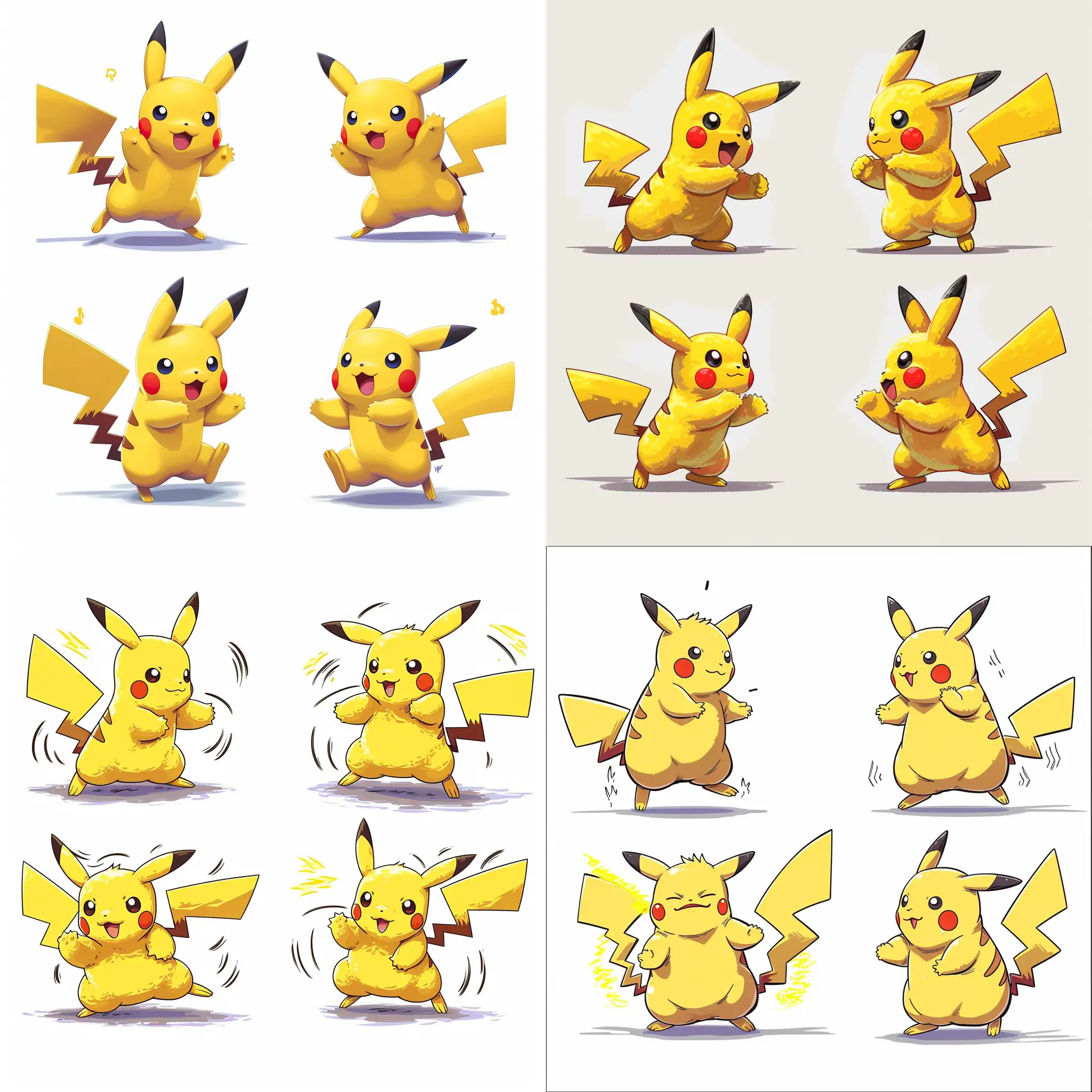Pikachu-Sprite-Collection-North-South-East-West-Positions-with-TibiaInspired-Style
