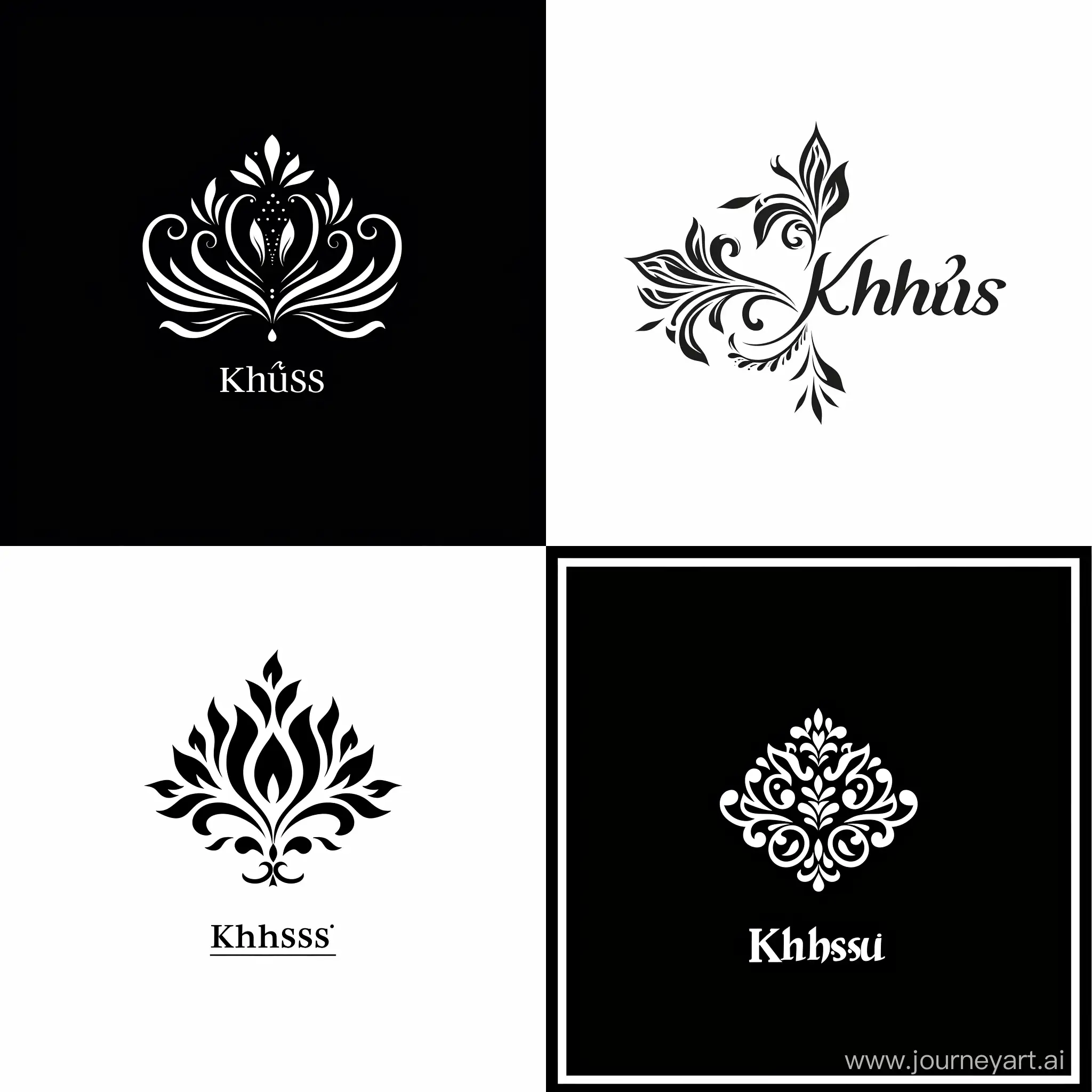 a beautiful logo for my bestie name " Khushi ". white bg black logo.