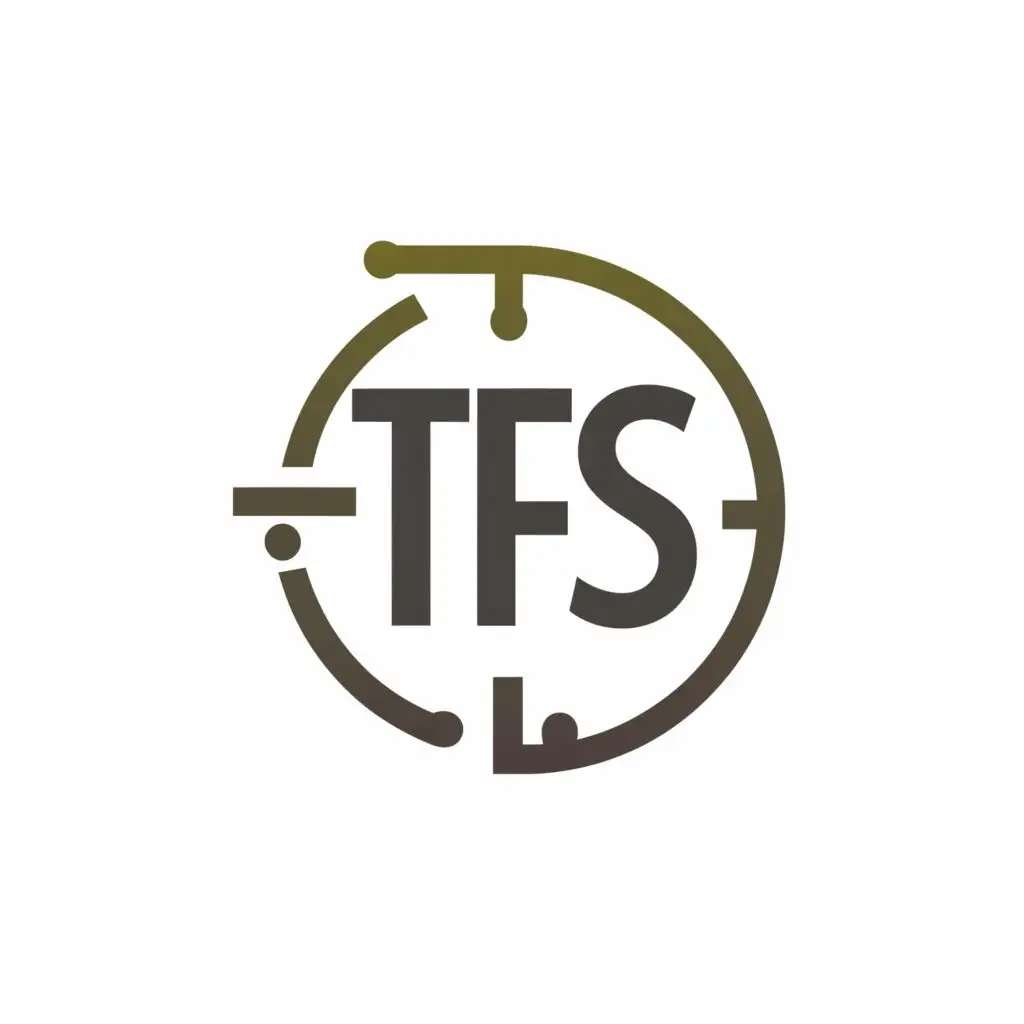 a logo design,with the text "TFS", main symbol:The letters TFS with a watch face,Minimalistic,be used in Technology industry,clear background