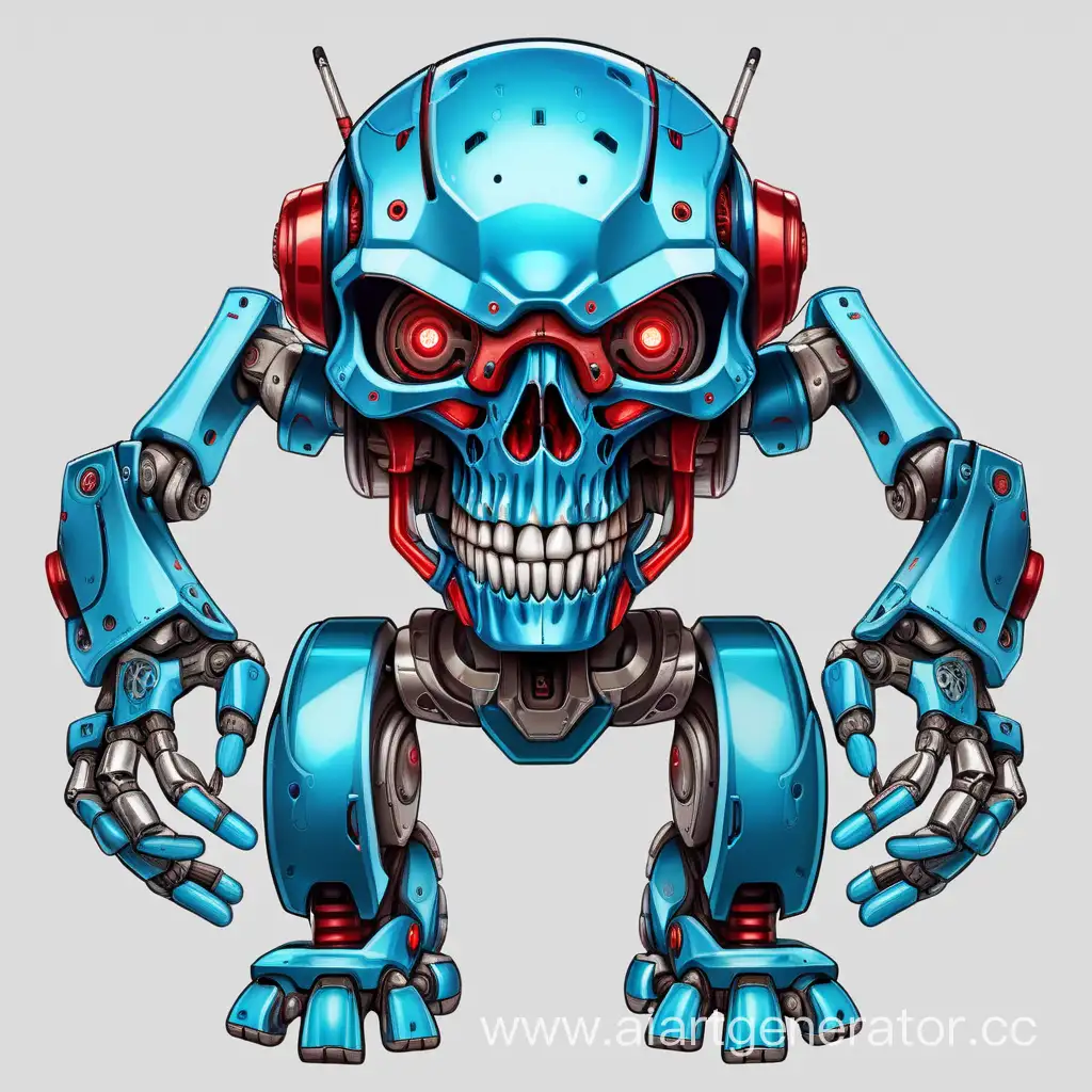 Futuristic-Blue-Robot-Skull-with-Red-Eyes-Holding-a-Gun