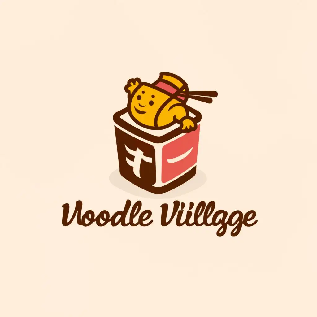 a logo design,with the text "Noodle Village", main symbol:Chinese restaurant
 box
 Chinese face man,Moderate,be used in Restaurant industry,clear background