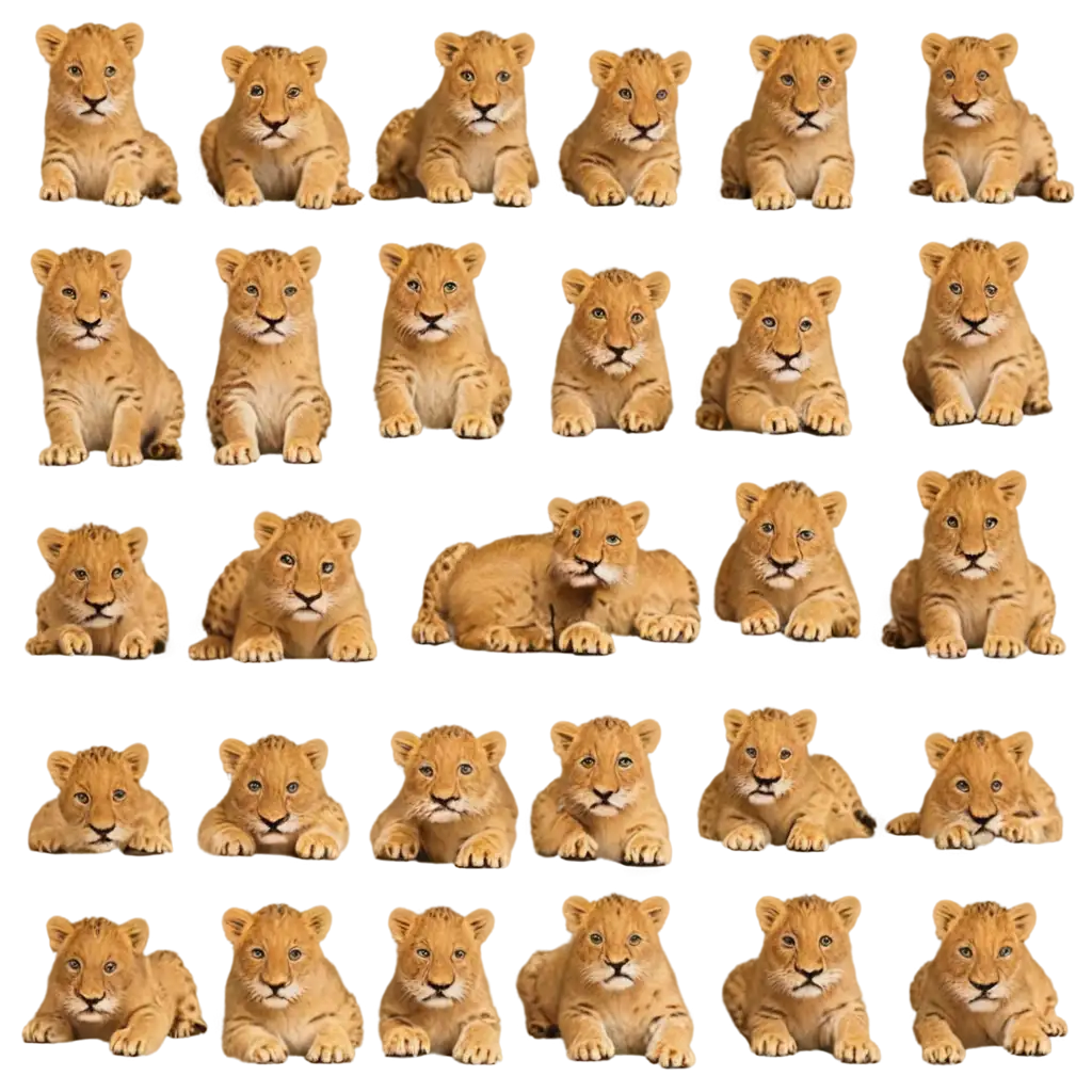 bankground full of 100 tiny lions from top to bottom.it should be a cover book