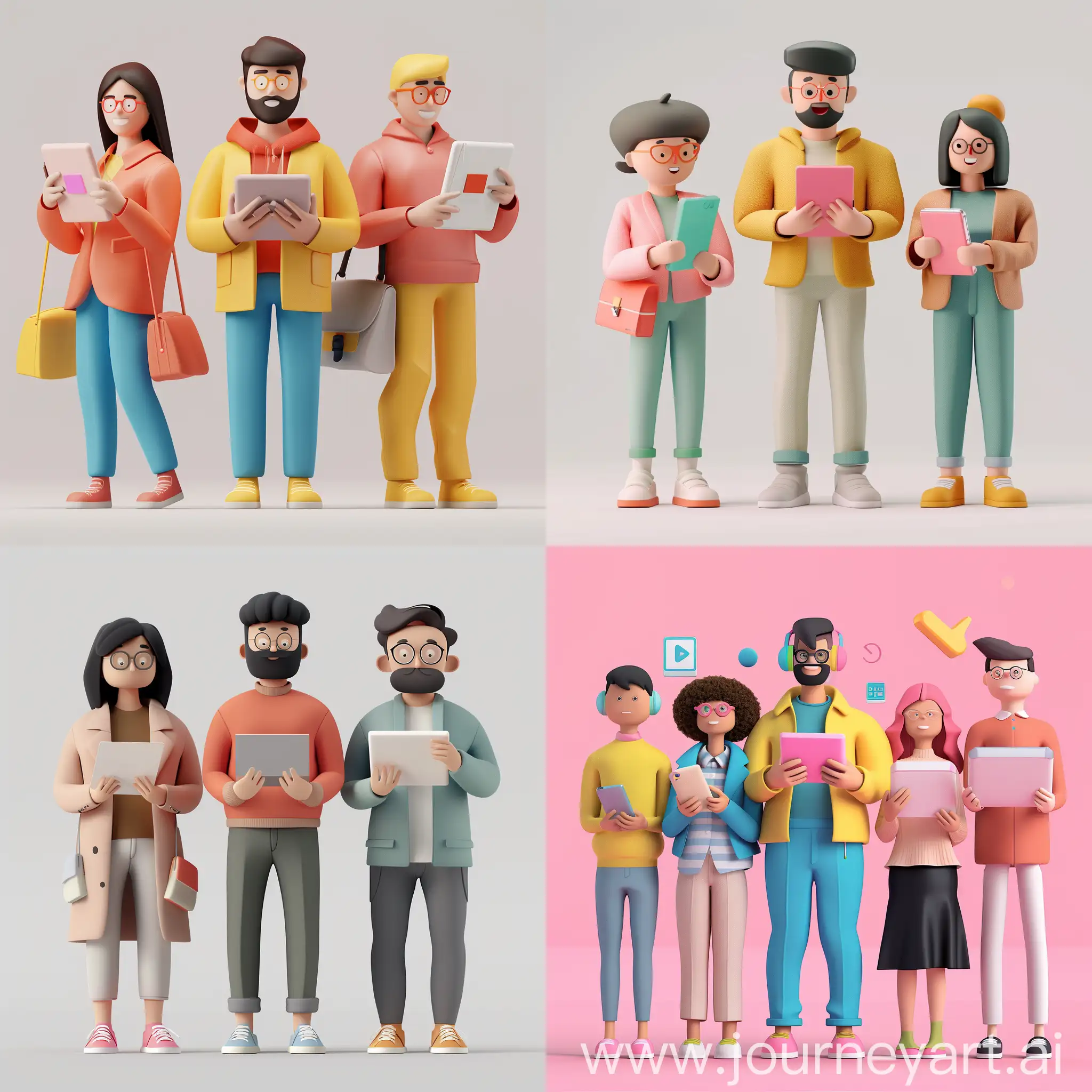 3d illustration of people using digital devices