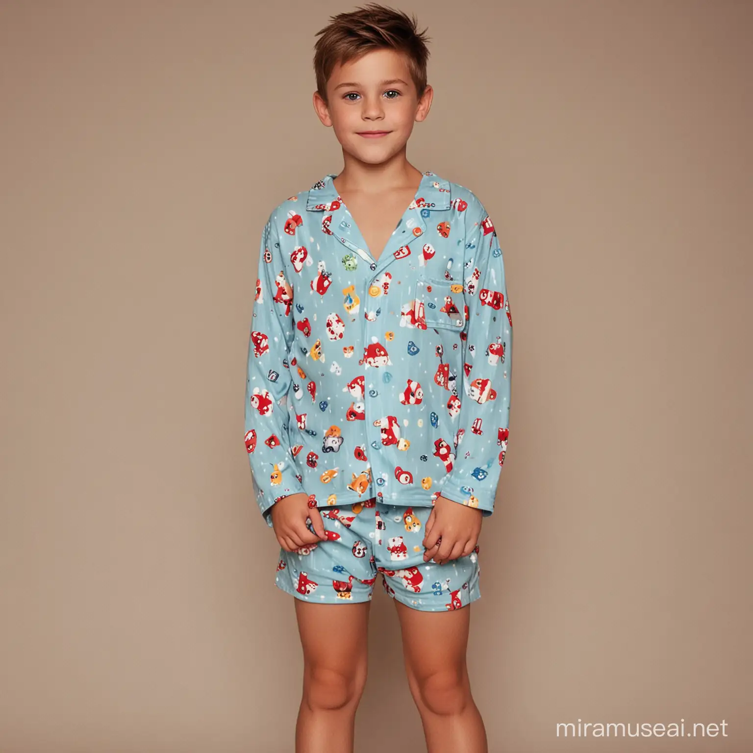 Cute boy in pijamas but no pants
