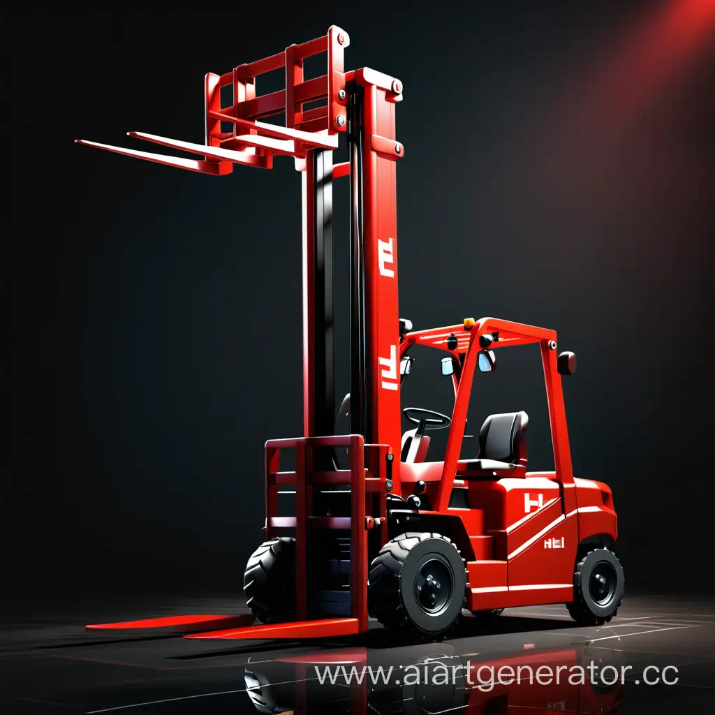 Heli-Red-Forklift-Truck-on-Dark-Background