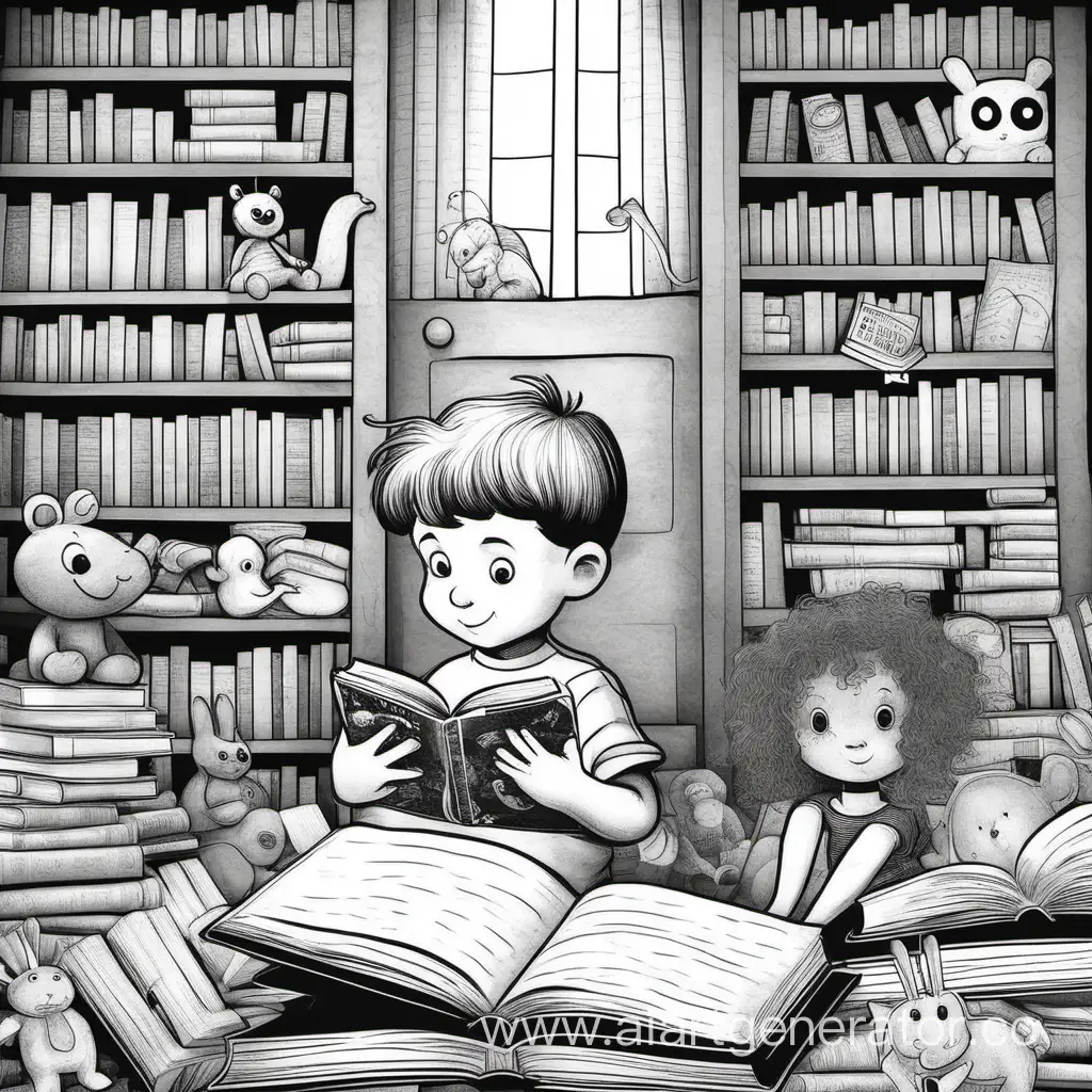 детские книги. черно-белое изображение