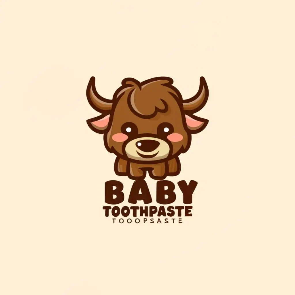 a logo design,with the text "Baby toothpaste", main symbol:Bison, children's illustration,Moderate,clear background