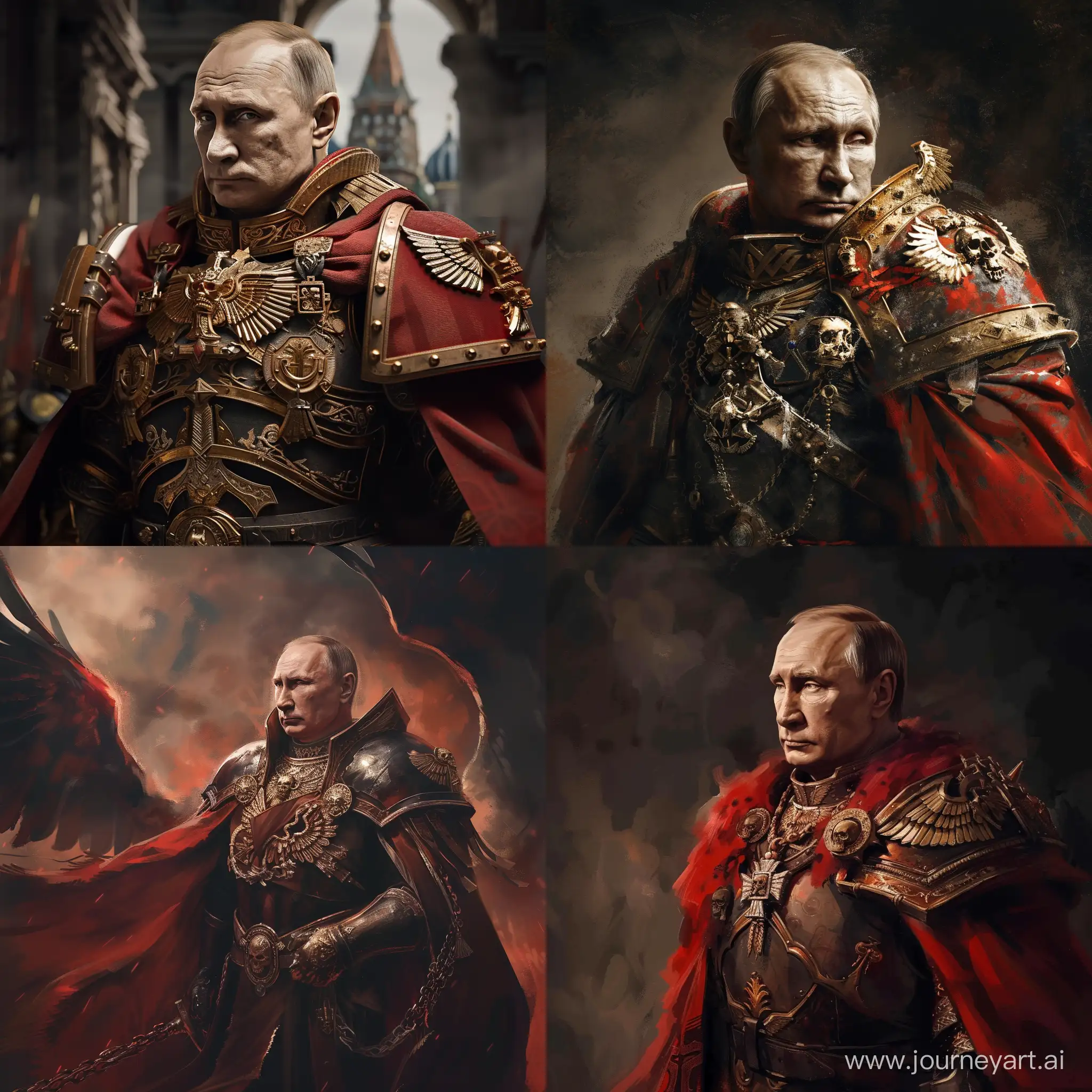 Vladimir Putin as god imperator from Warhammer universe 