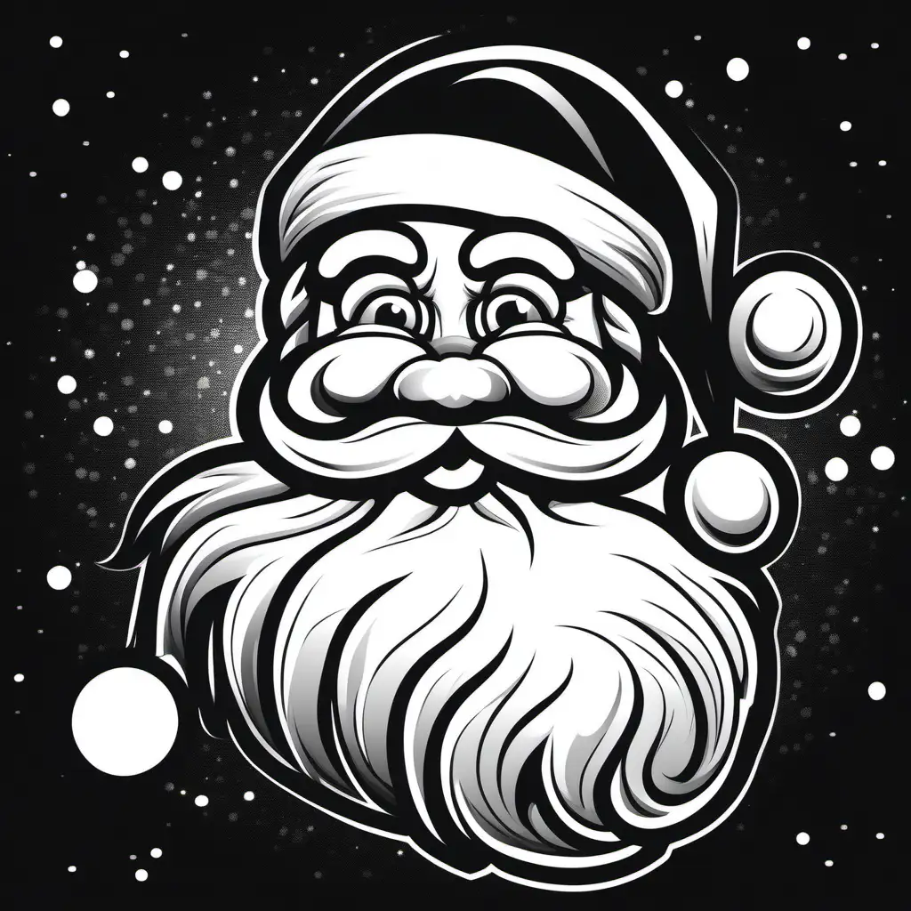 Monochrome Santa Face Illustration