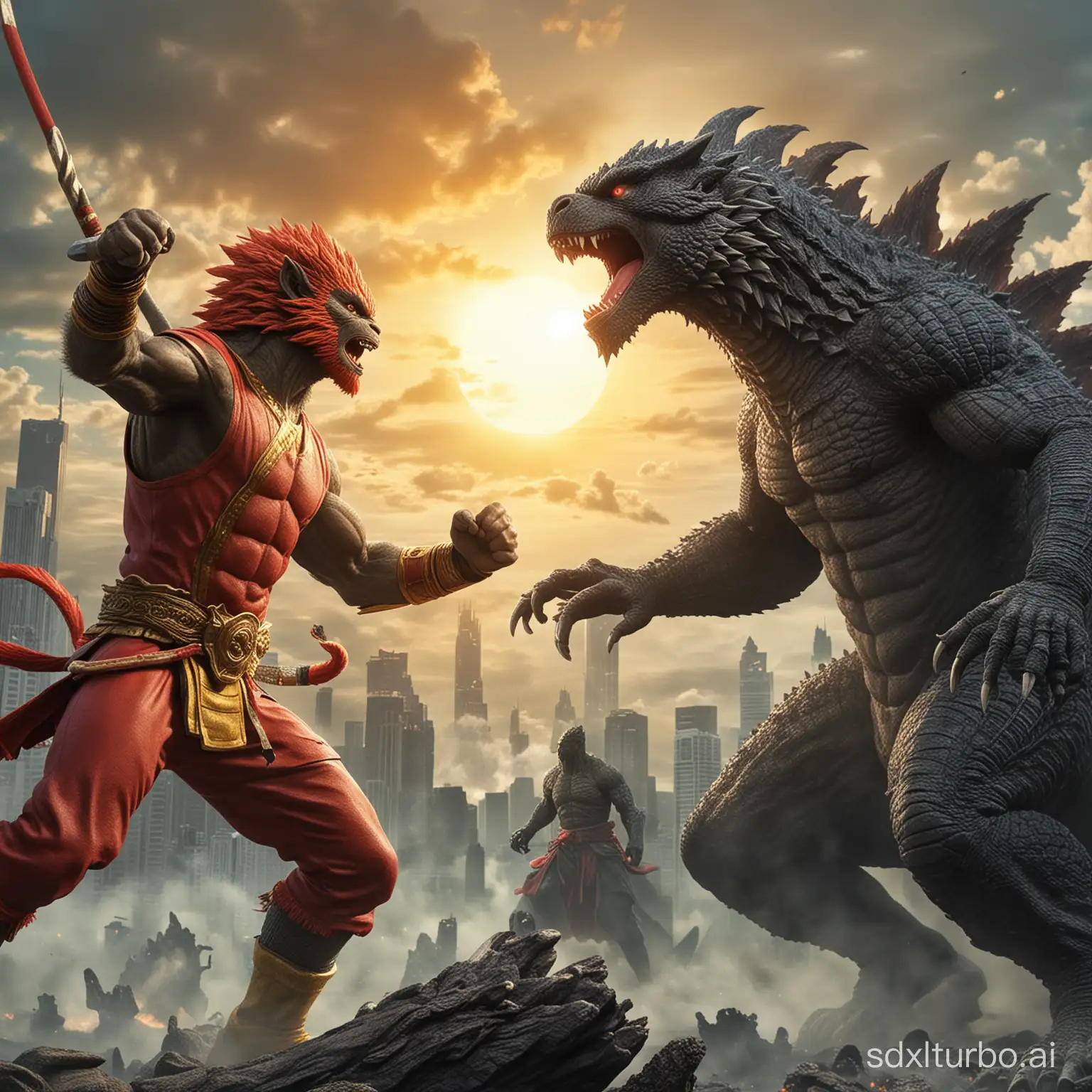 Epic-Battle-Sun-Wukong-Confronts-Godzilla