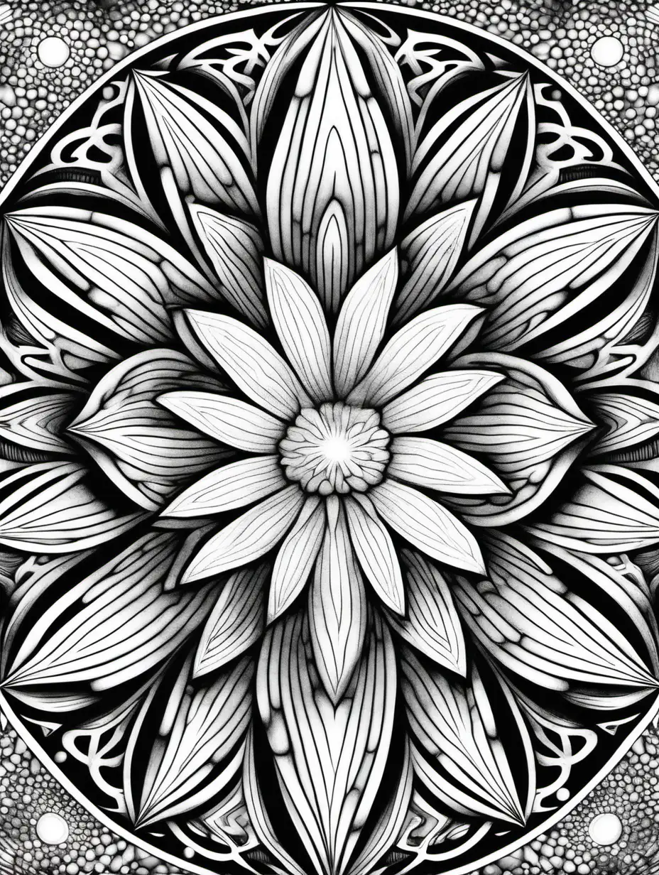 psychedelic, kids coloring book,black and white,simple,dmt,trippy,--v5,flower,mandala,stars,cosmic

