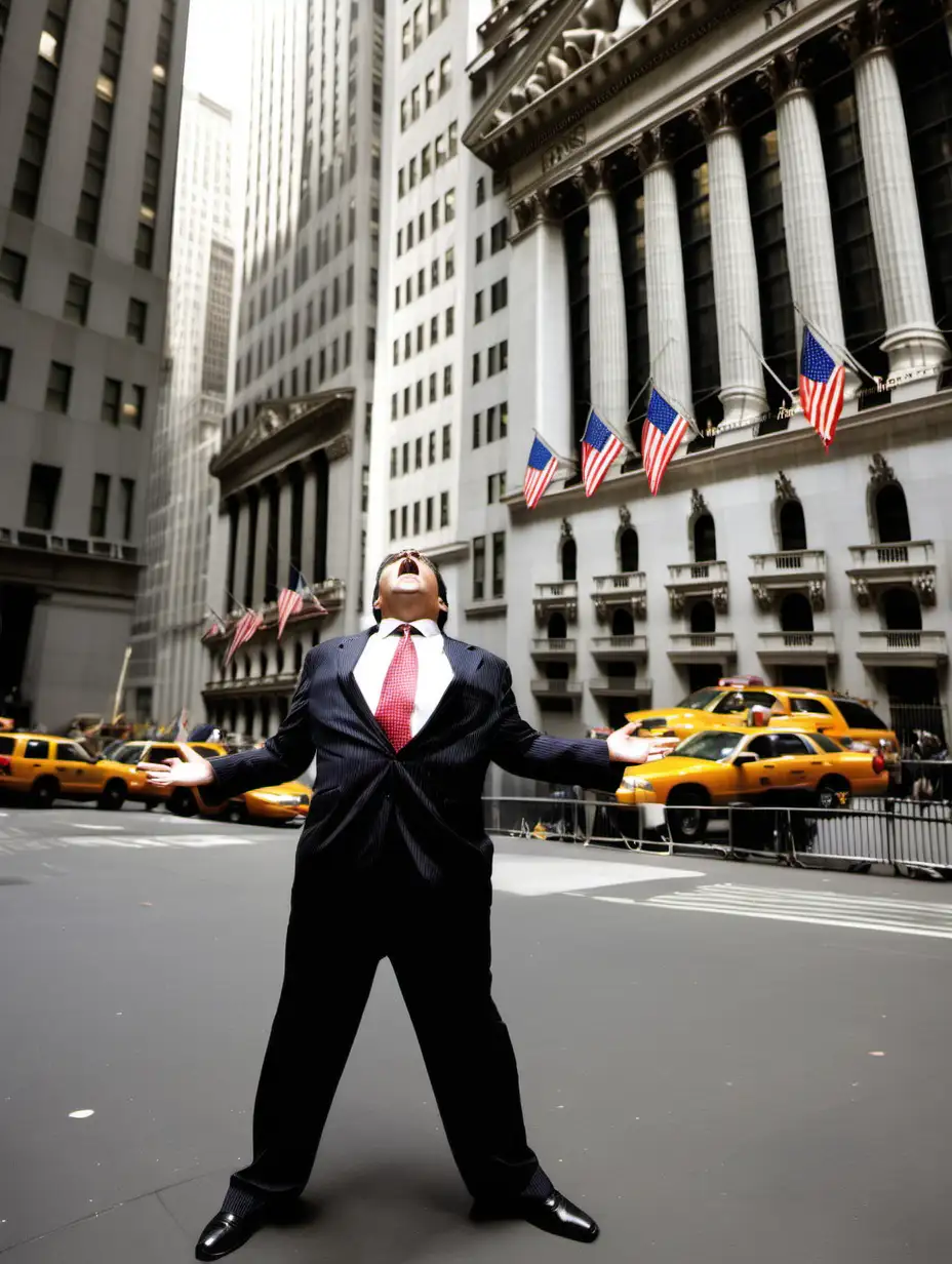 greedy lawyer in front of wall street 