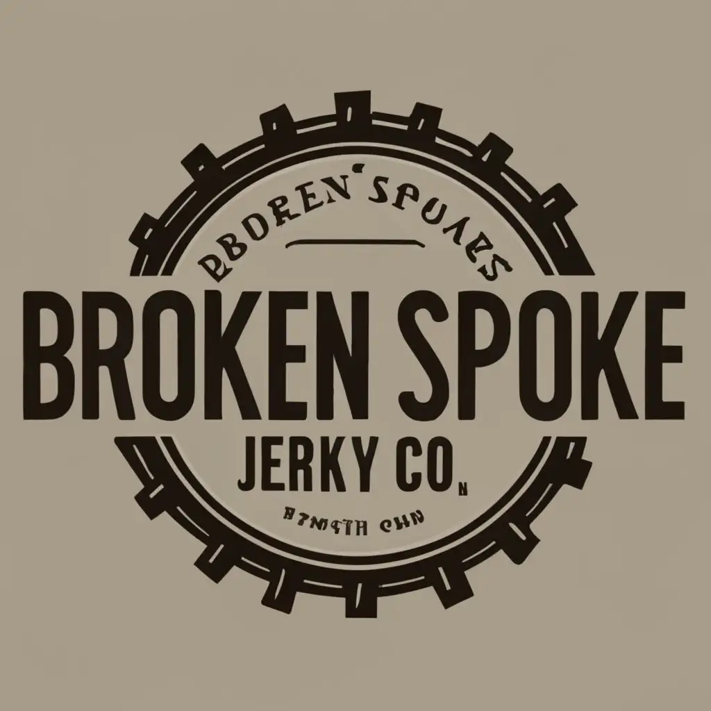 logo, Wagon wheel, with the text "Broken Spoke Jerky Co. ", typography, be used in Retail industry