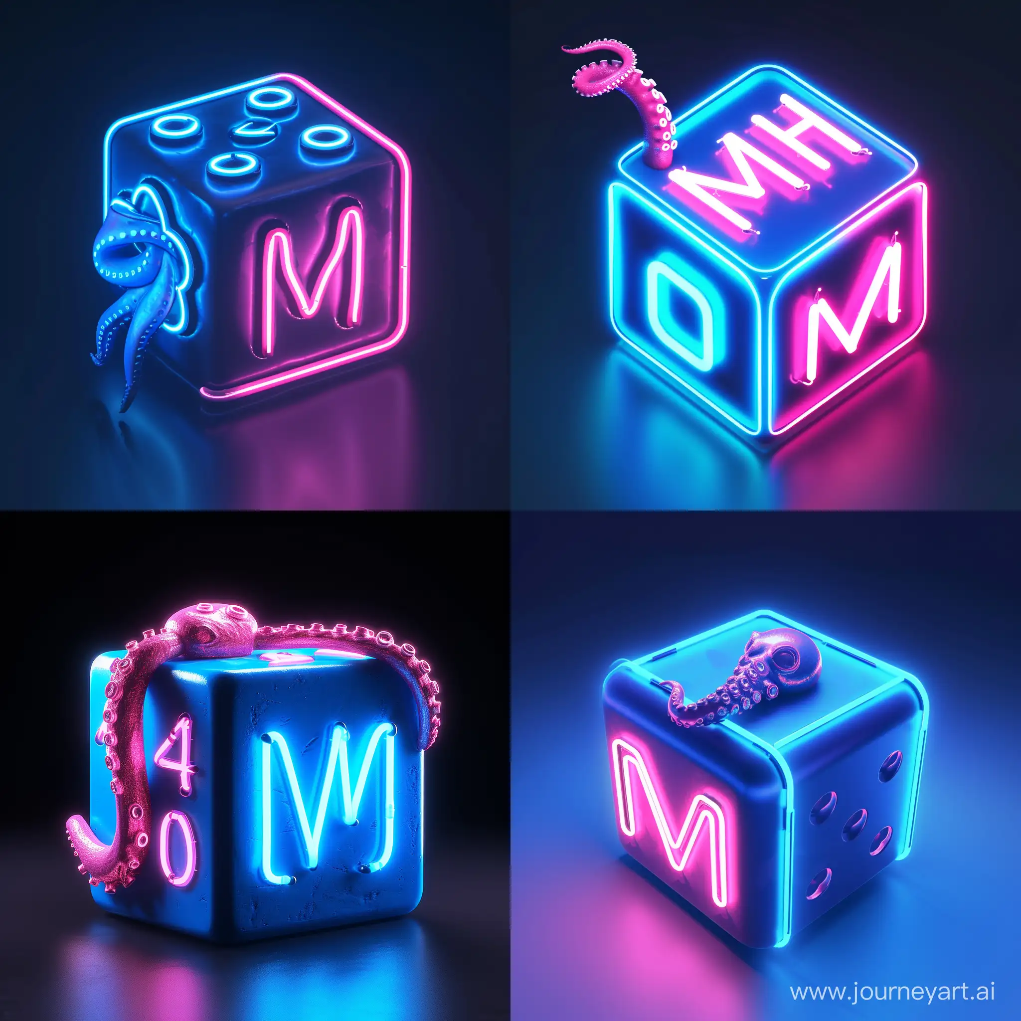 Vibrant-3D-Neon-Bar-Logo-with-MM-Letters-and-Dice