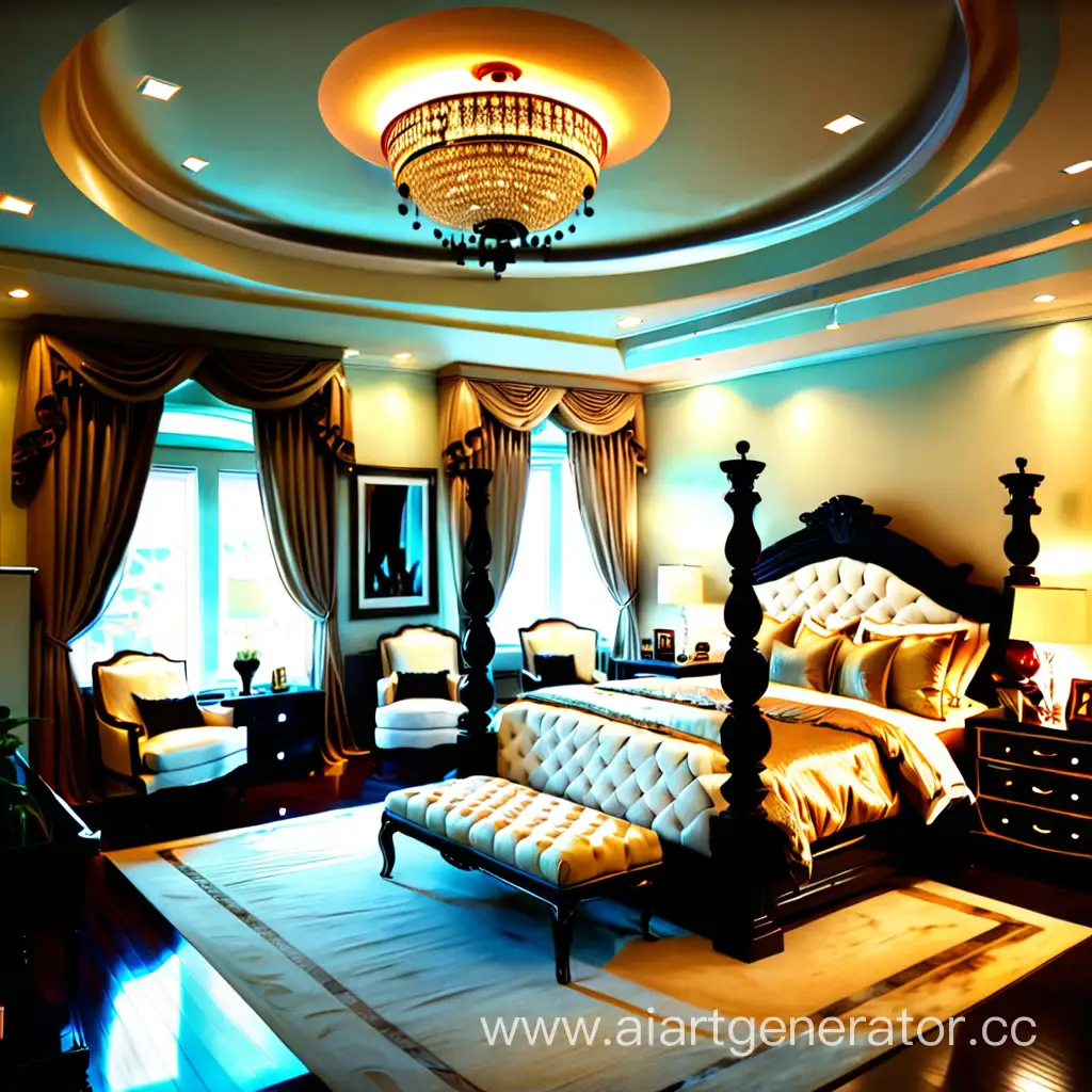 Большая красивая спальная для молодой богатой пары