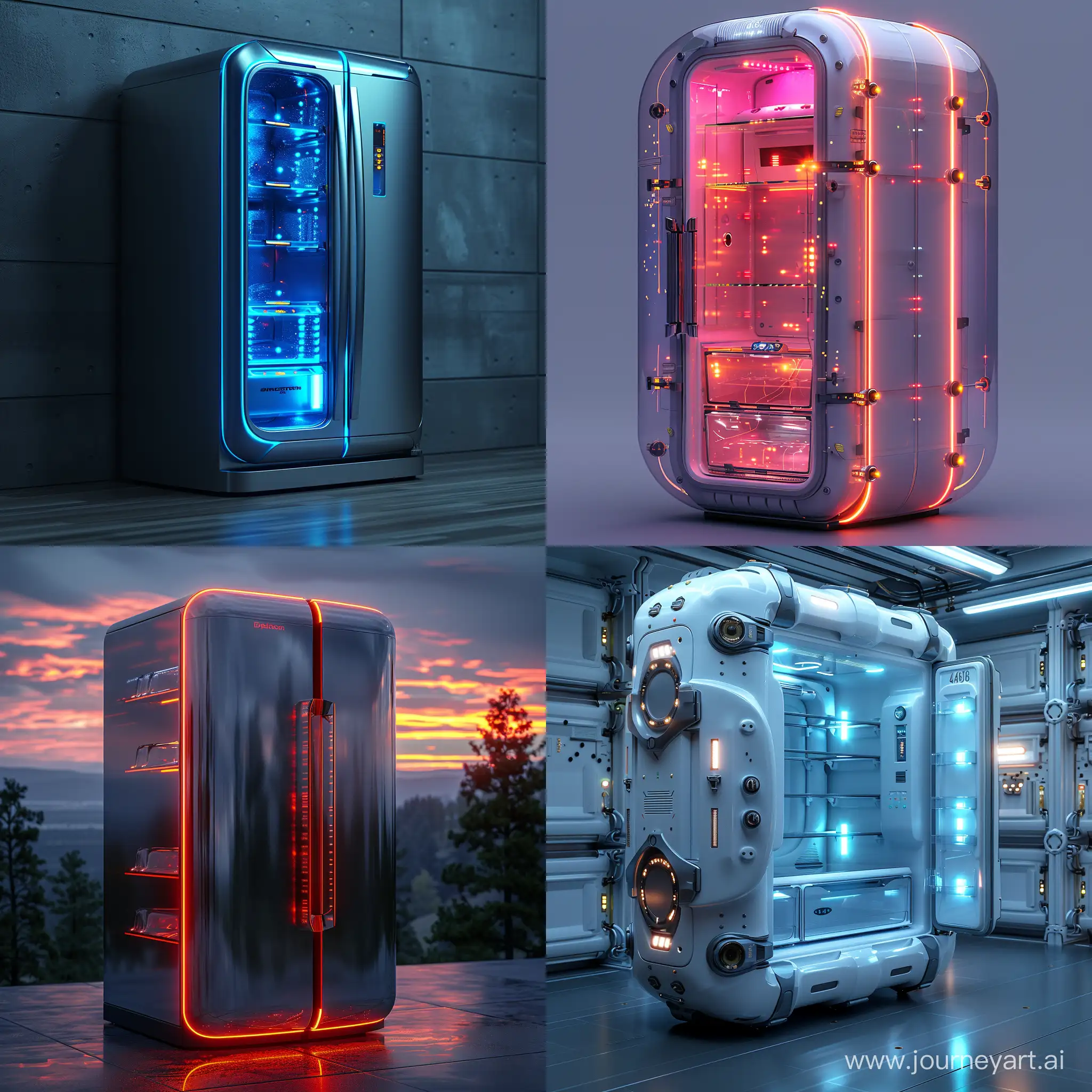 Futuristic refrigerator, modernization, octane render --stylize 1000