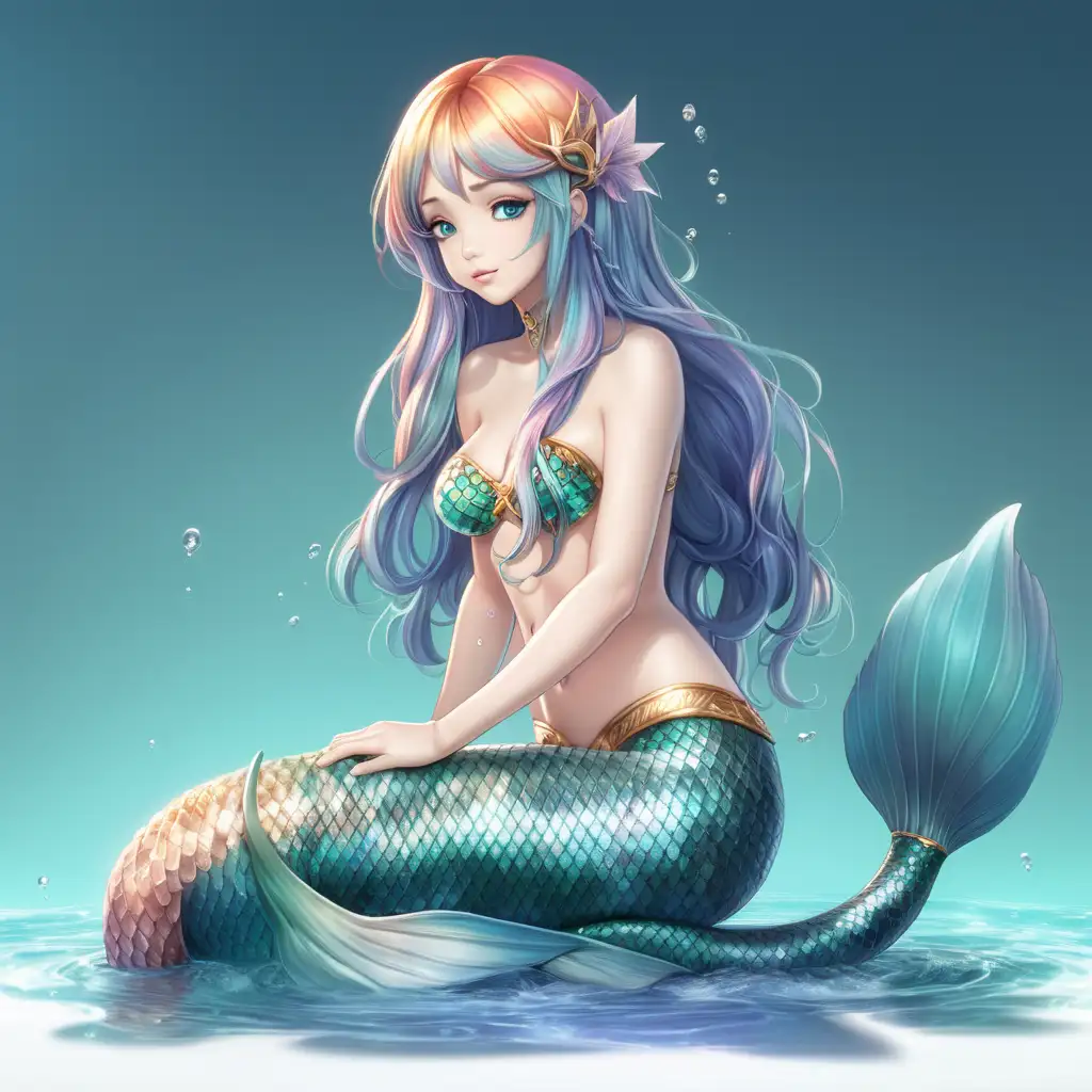Enchanting Mythical Mermaid Captivating Full Body Anime Art