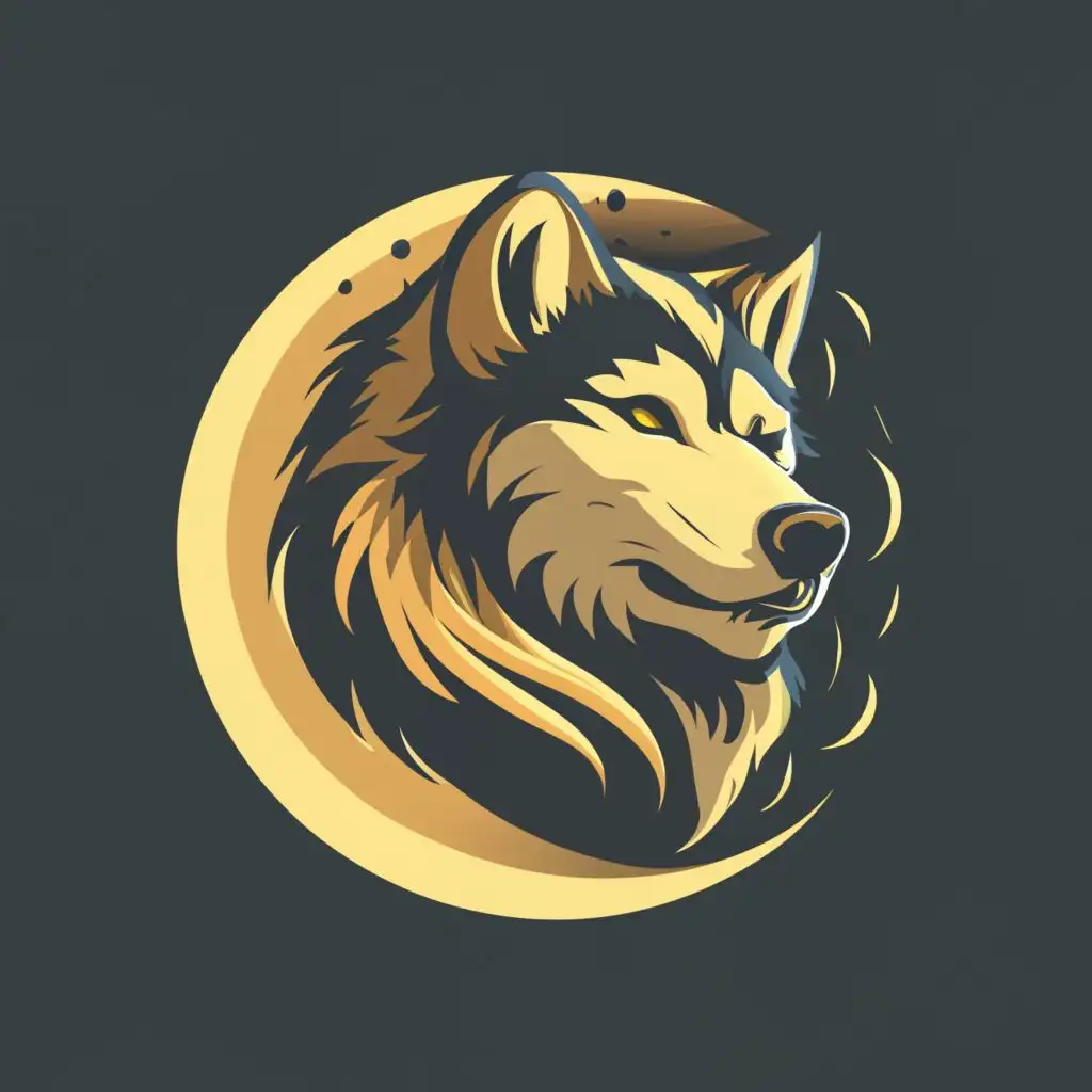 logo, Wolf , Dark , Esport, SIMPLE, LOGO GOLD MOON, with the text "Wulfverse", typography