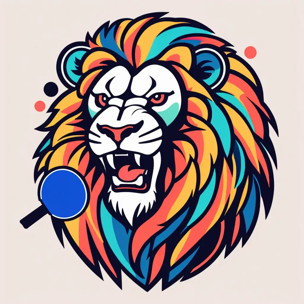 logo for table tennis club, Colorful lion

