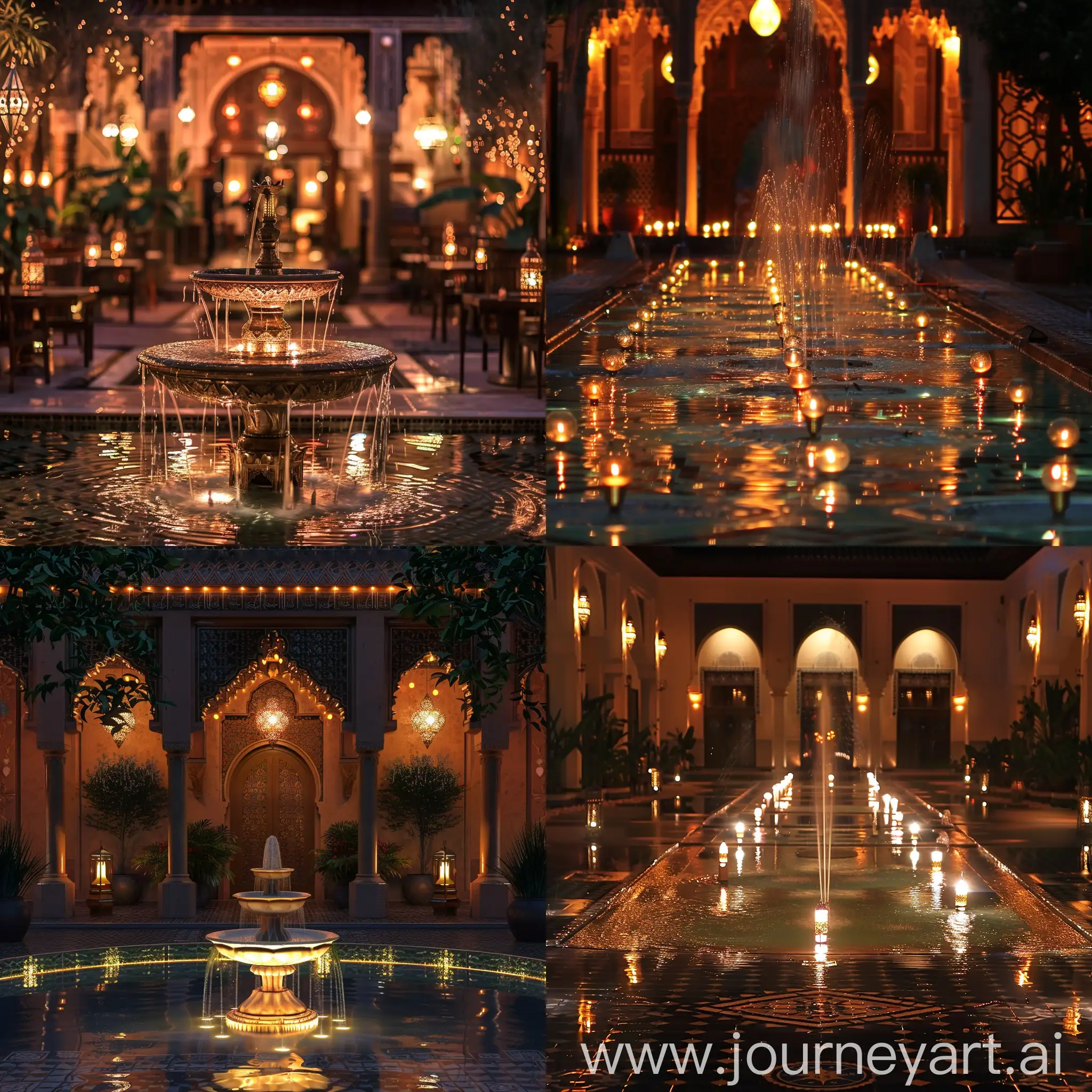 Enchanting-Moroccan-Nights-with-Fountain-and-Lights
