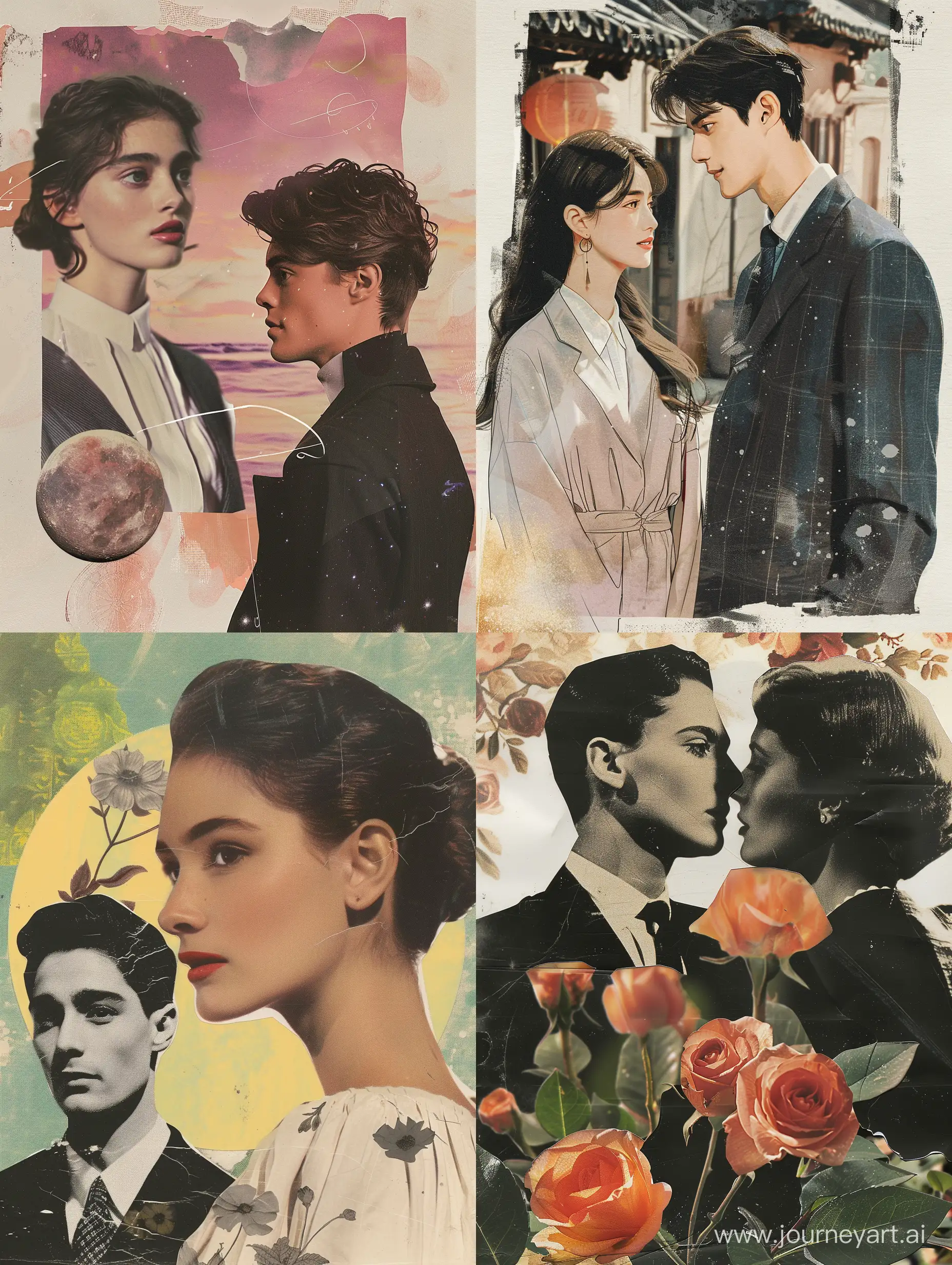Romantic-Collage-Brunette-Girl-and-Guy-Reunion-in-Novel-Setting