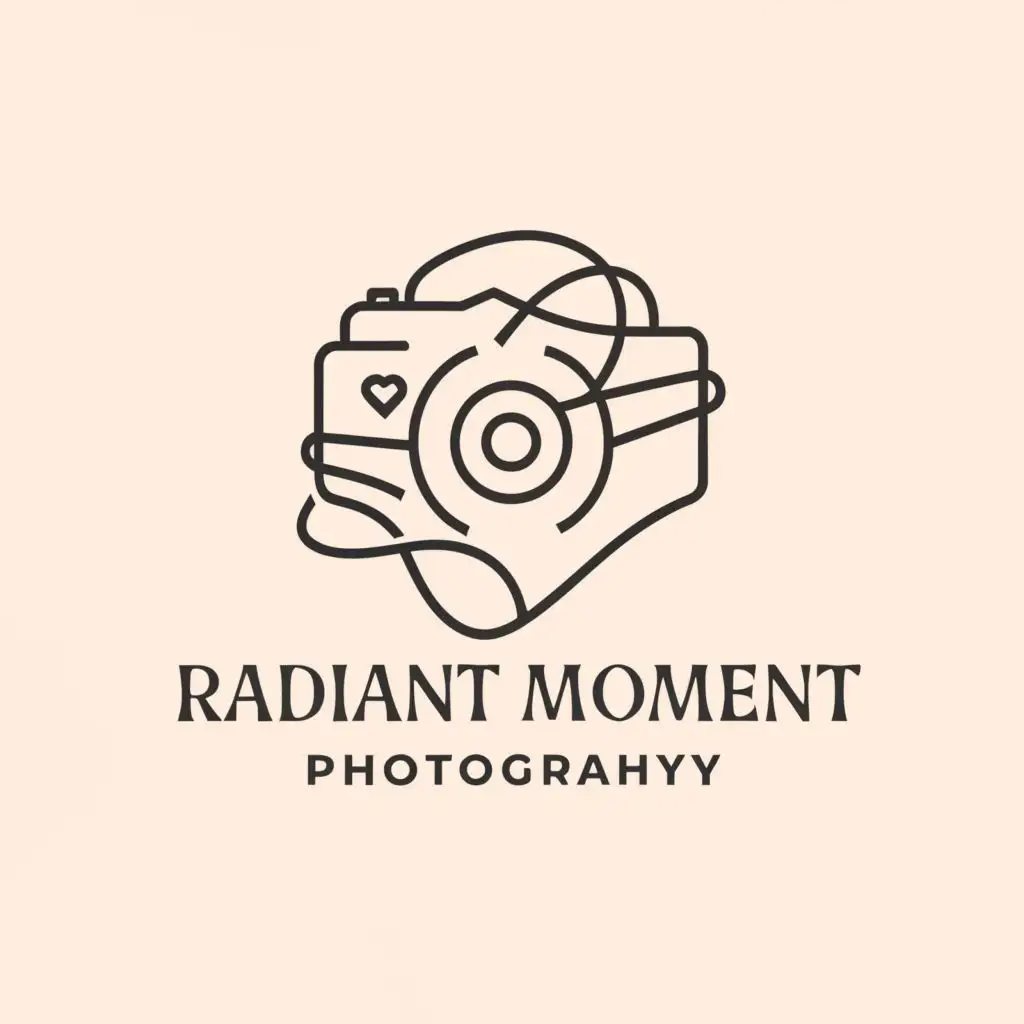 a logo design,with the text "Radiant moment photography", main symbol:camera wedding,complex,be used in Events industry,clear background